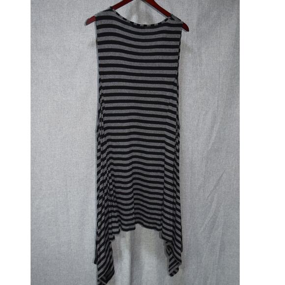 Transparente Black Gray Stripe Asymmetrical Hem Tank Tunic Size M - Picture 3 of 3